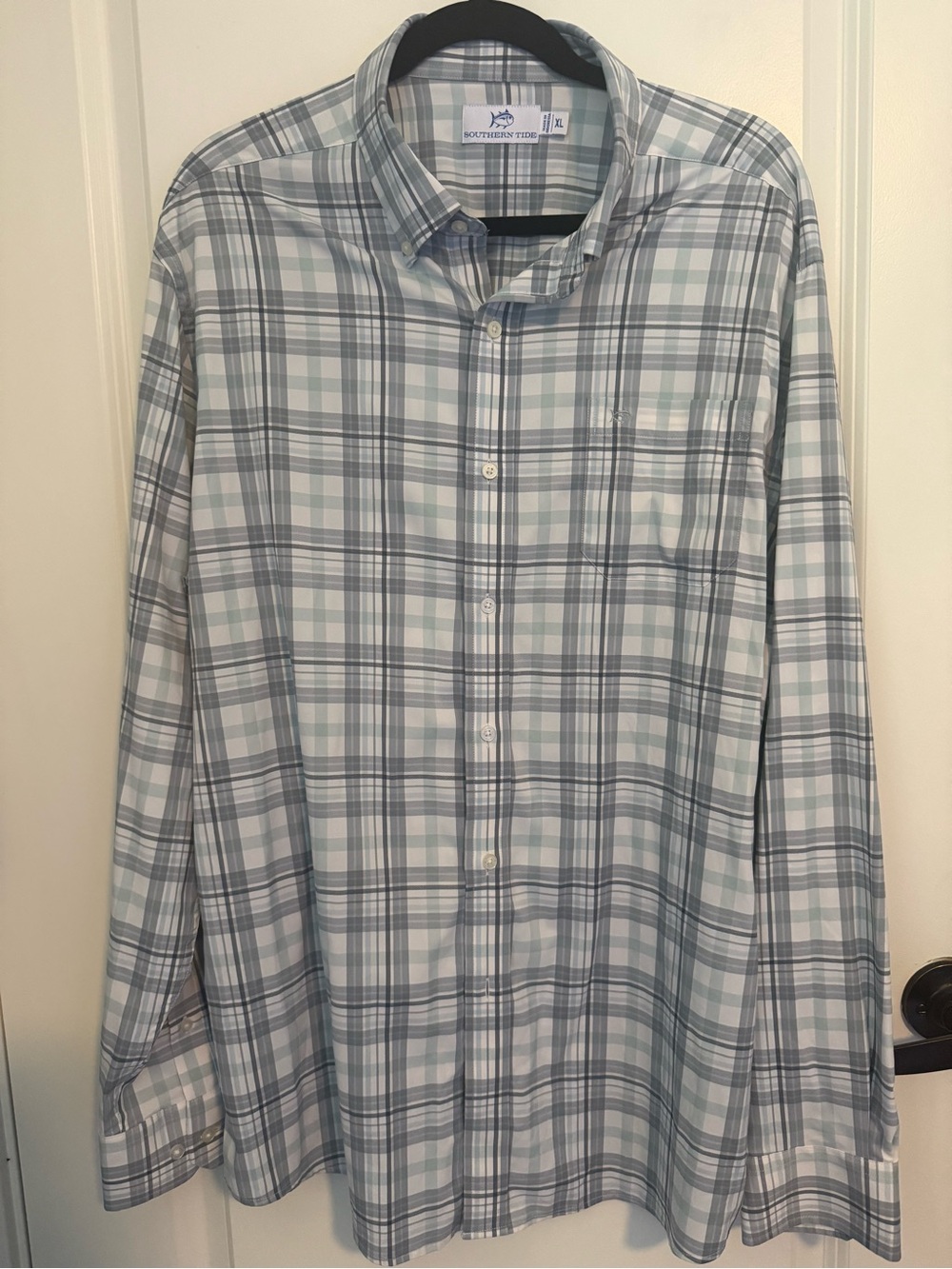 Southern Tide Men's Plaid Button-Down Shirt - Light Blue & Gray
